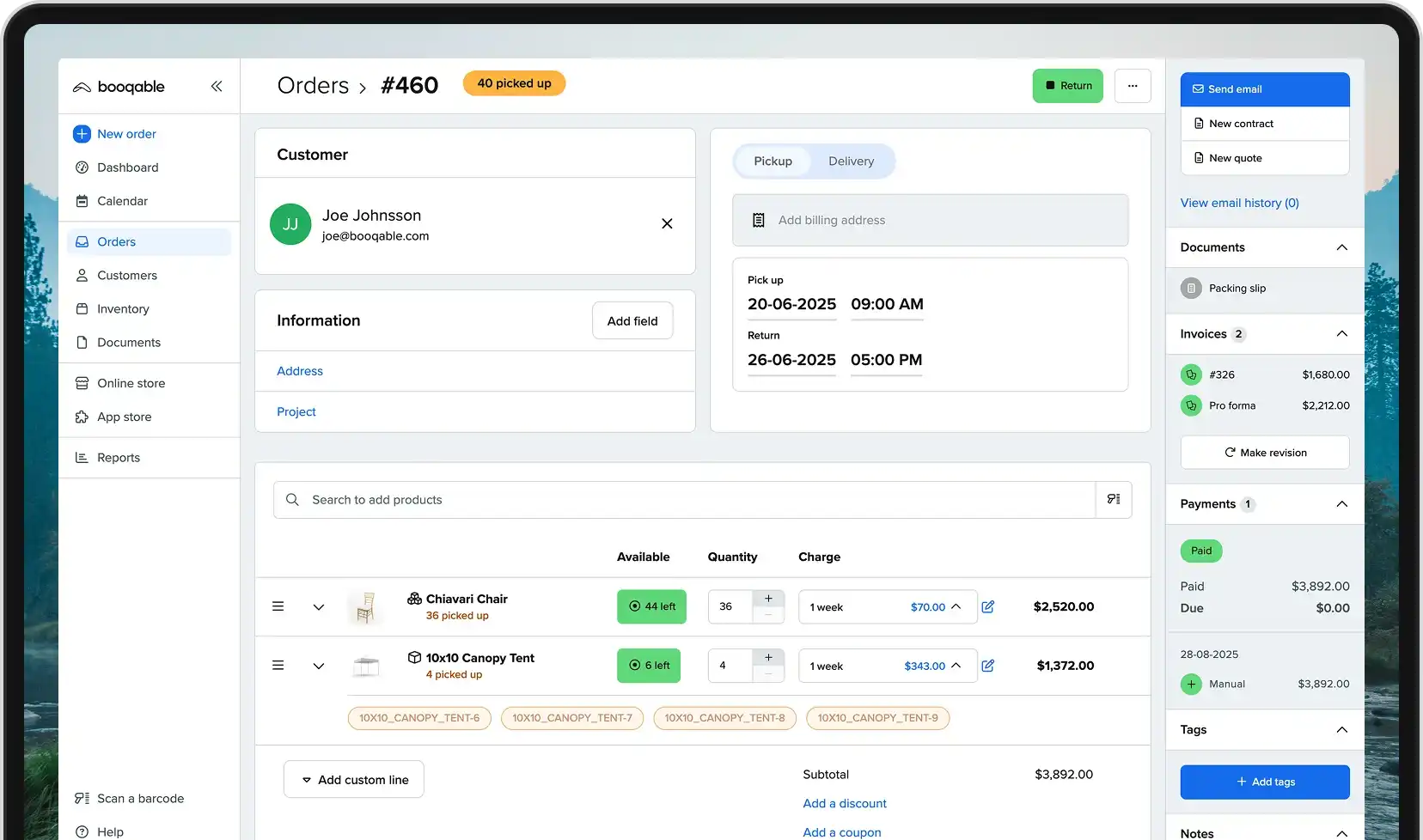 A business owner using Booqable rental software