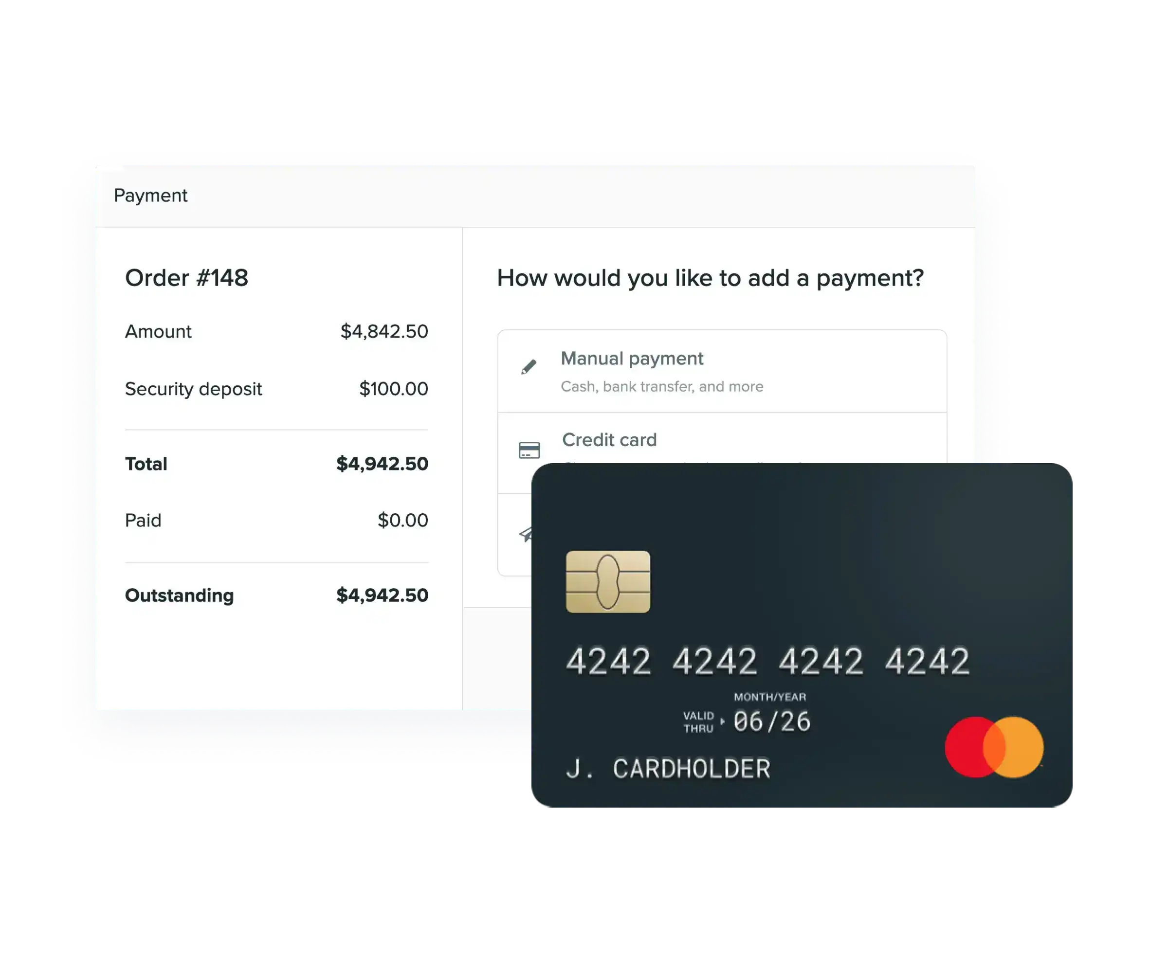 Various payment options in the Booqable backend