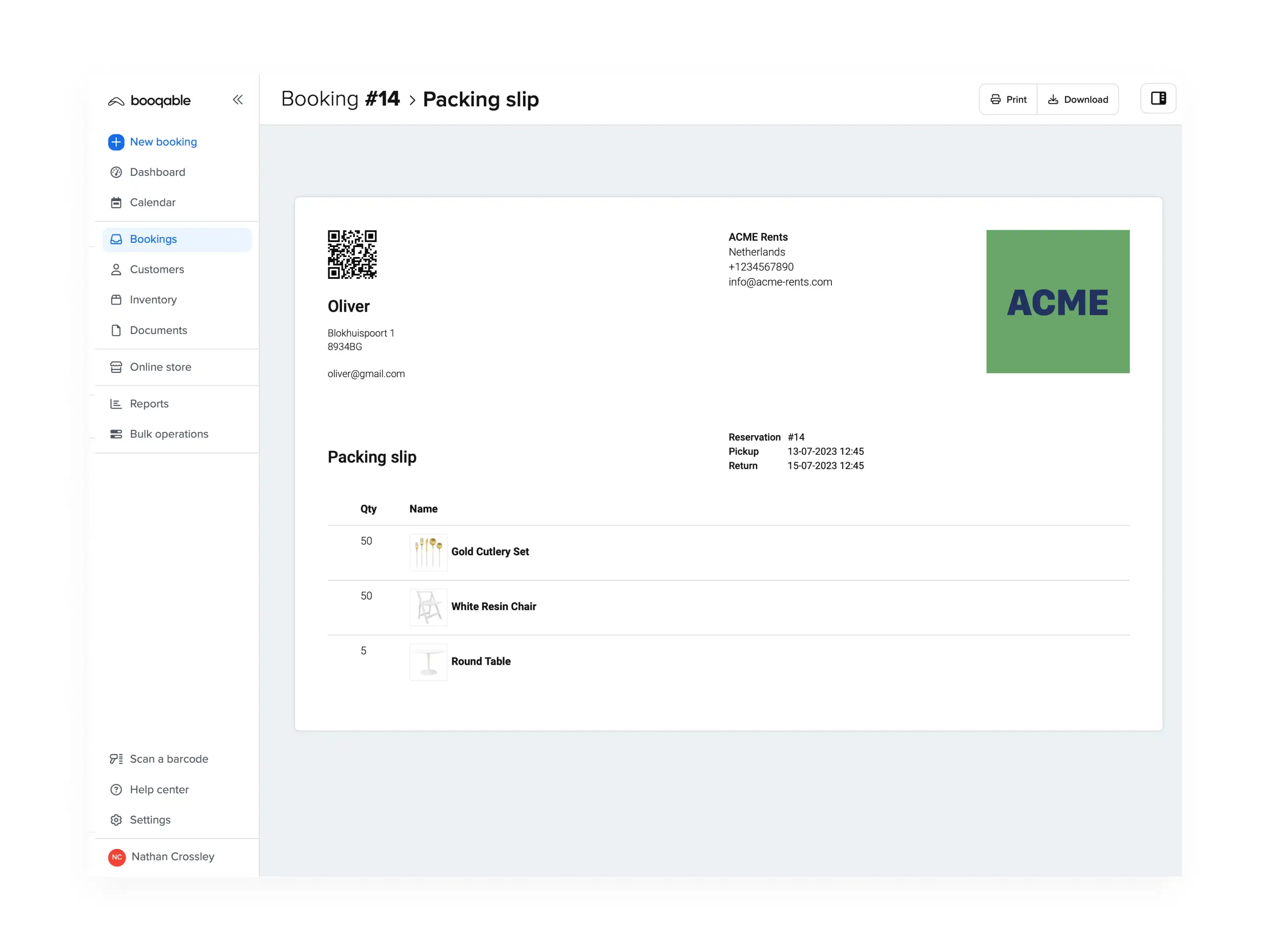 Prepare orders with barcodes