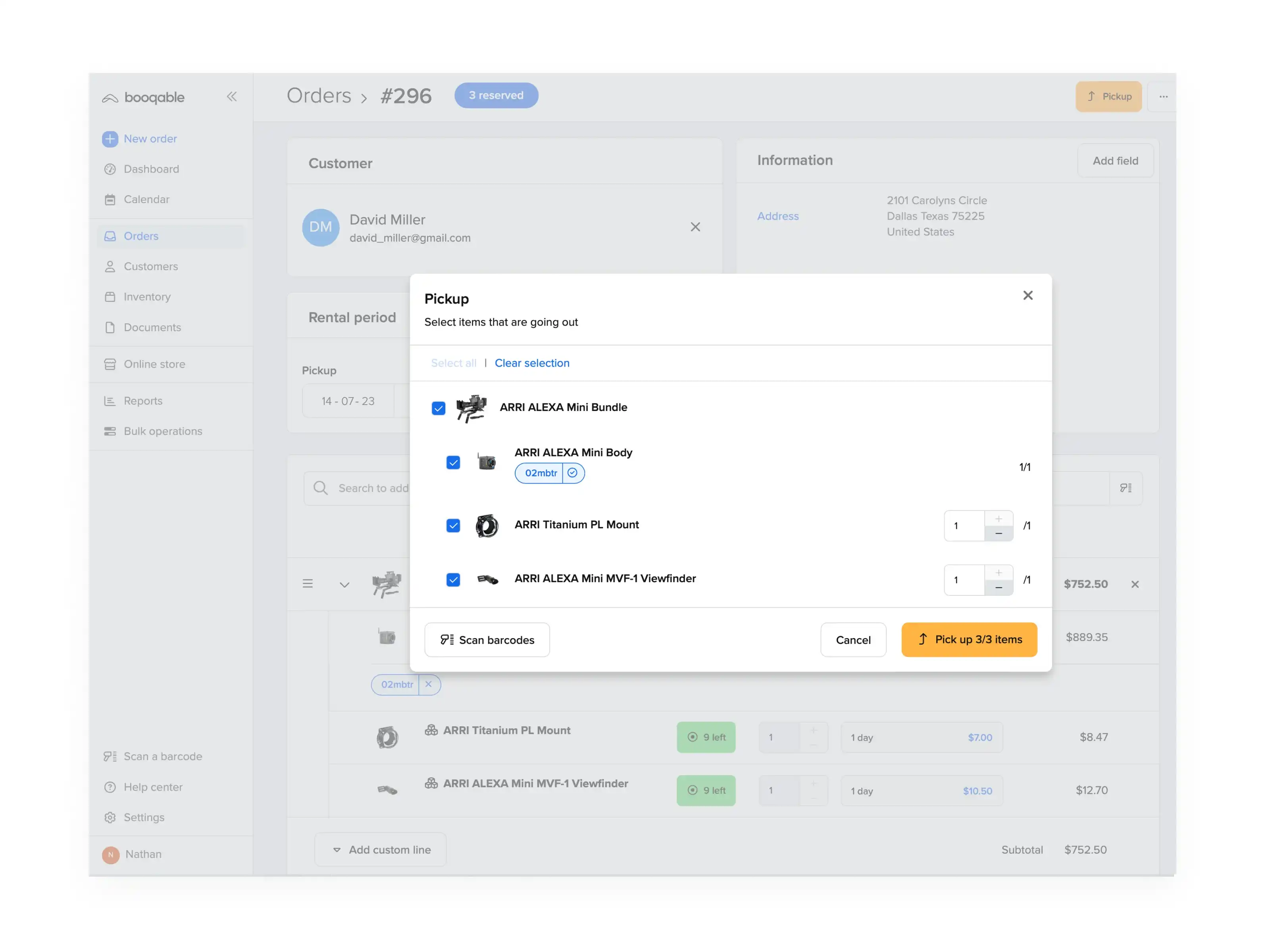 Prepare orders with barcodes