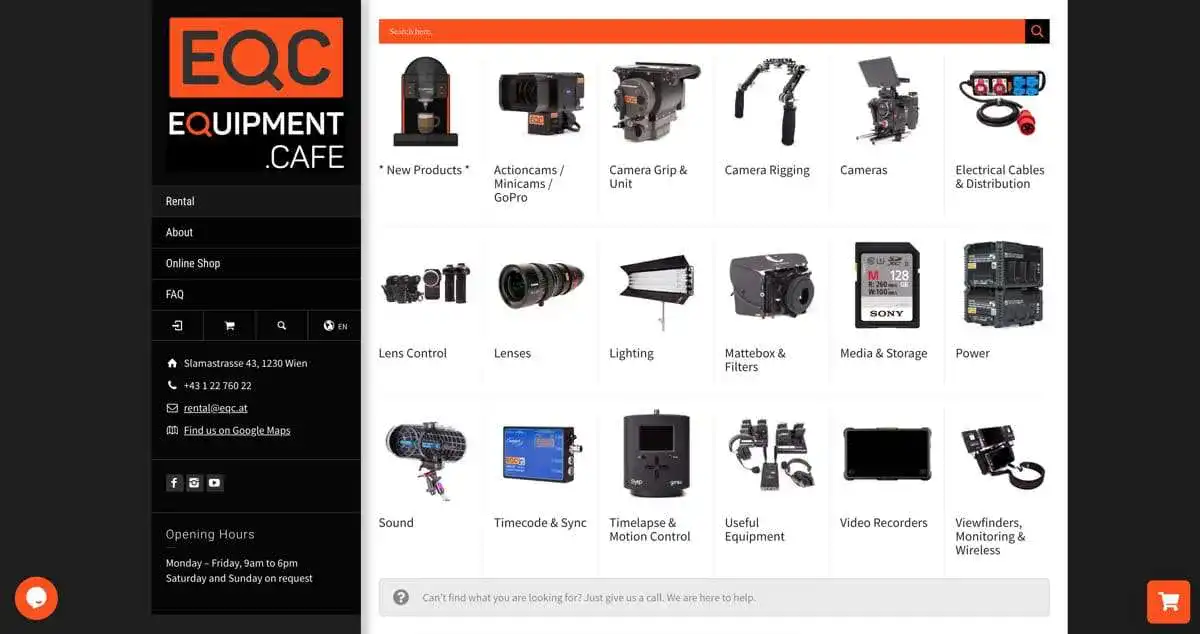 rental-website-equipment-cafe