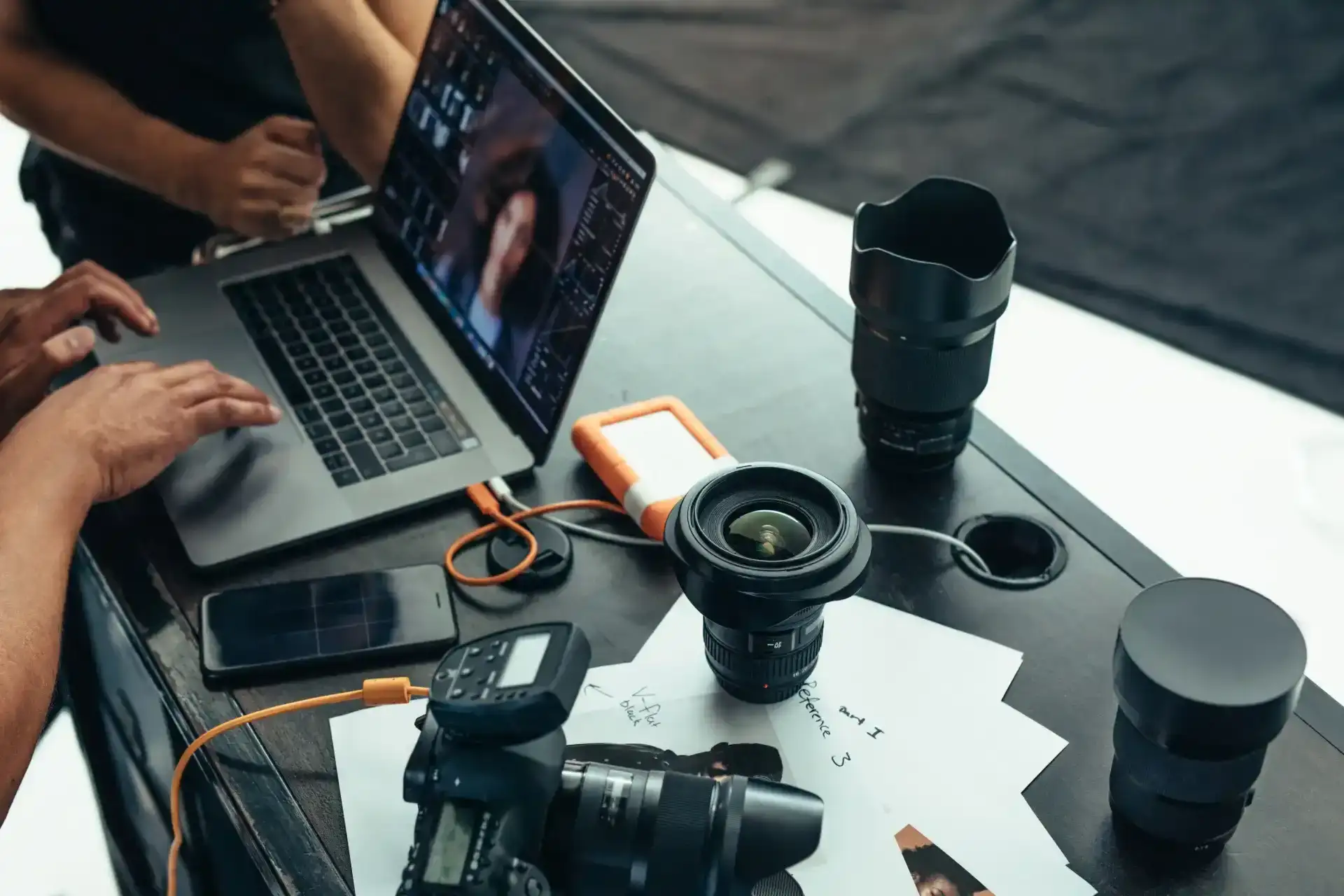 camera and laptop setup used for recording or editing