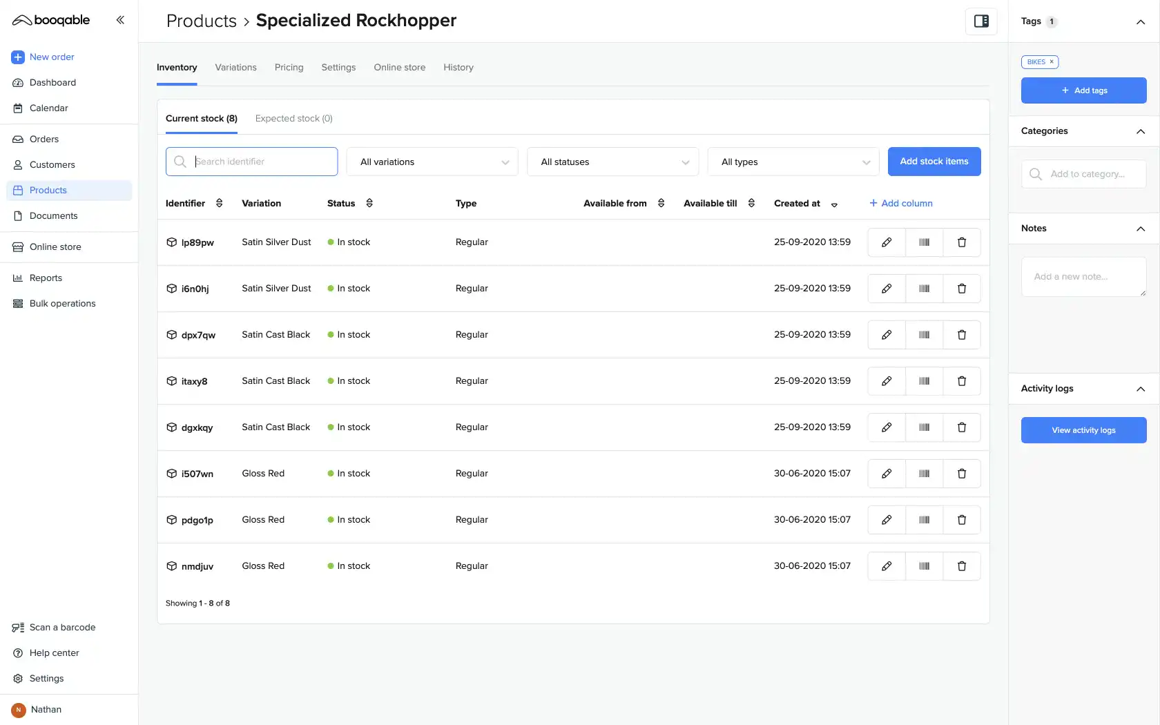 trackable inventory management