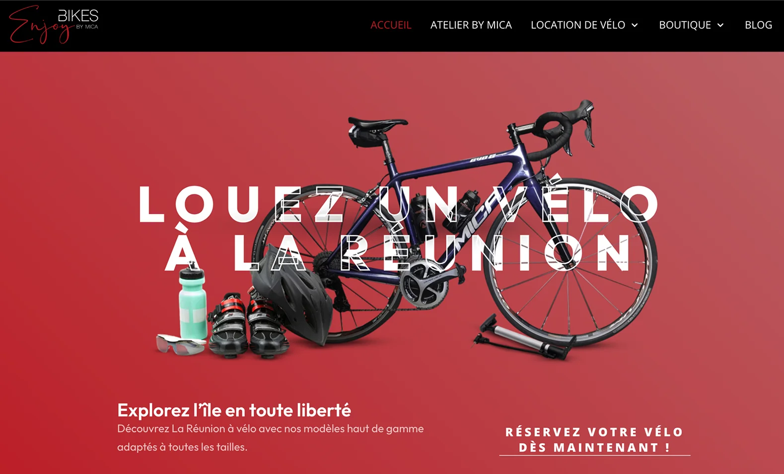 the enjoy bikes website homepage