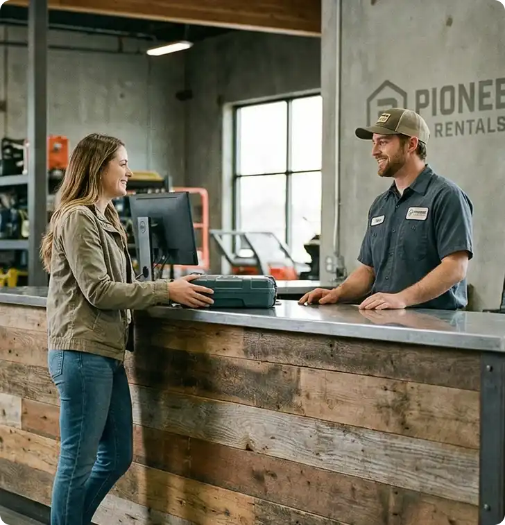 Rental pickup workflow at the counter using Booqable rental software