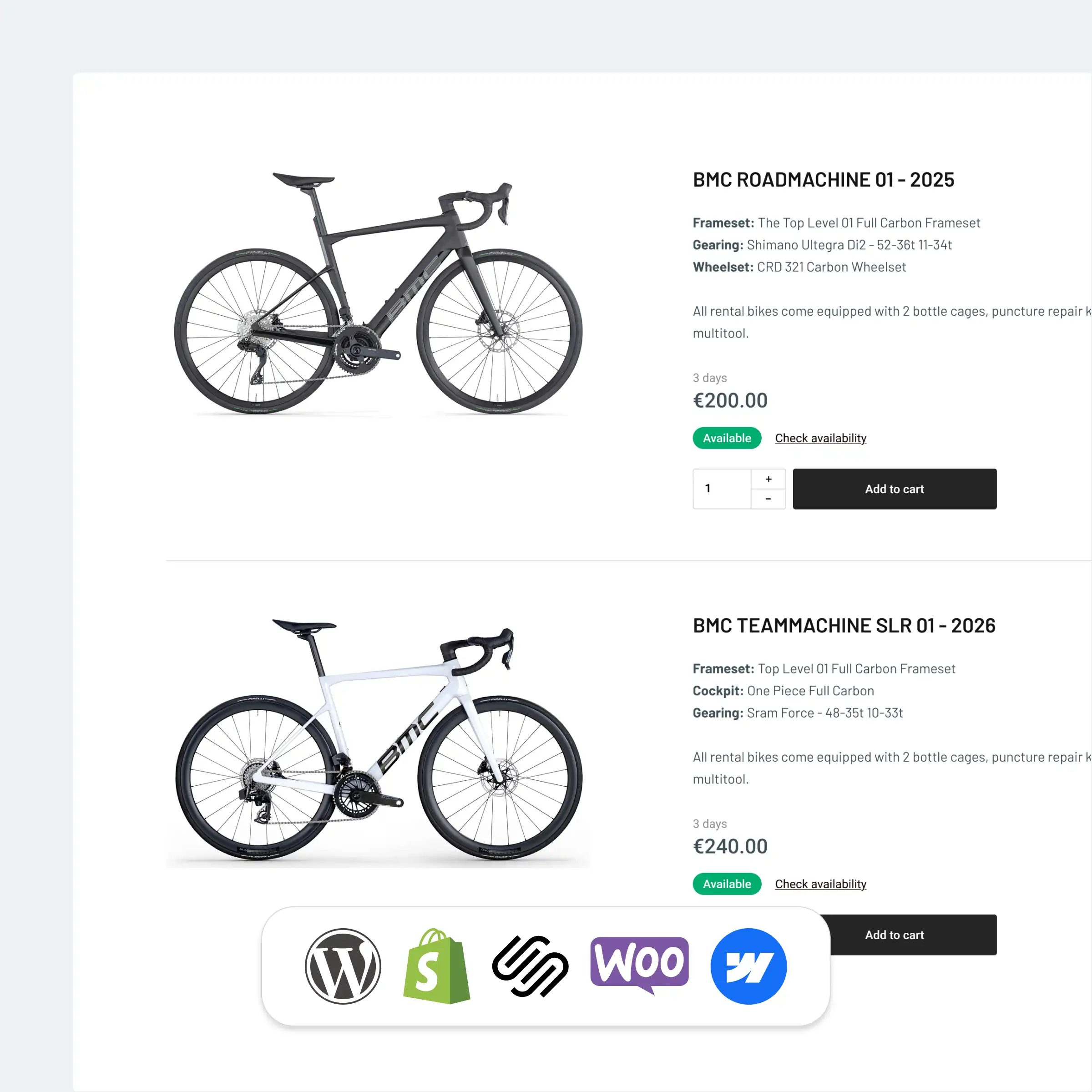 Custom integration – Add rentals to your existing site