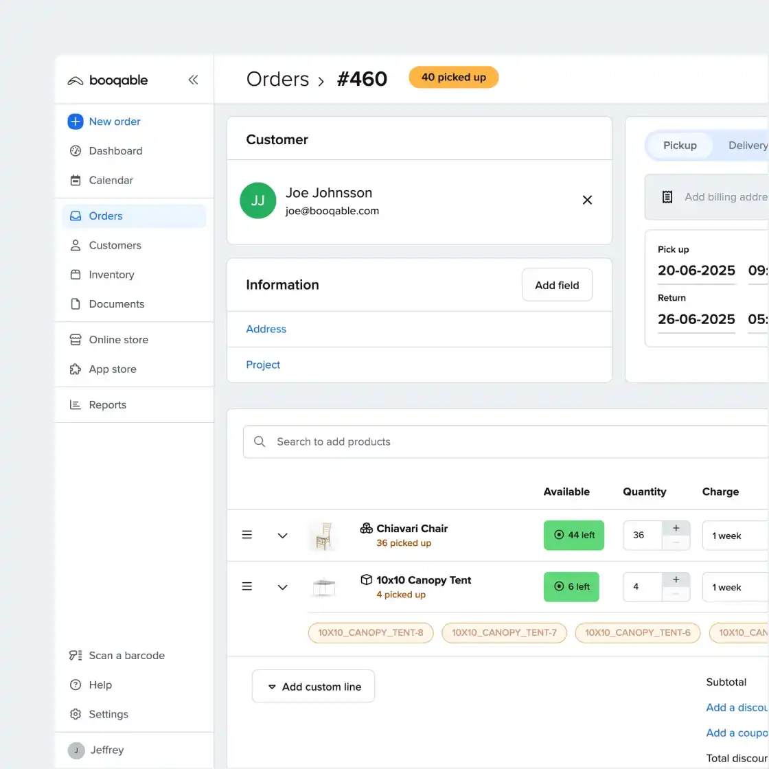 Mobile Booqable checkout with various payment methods