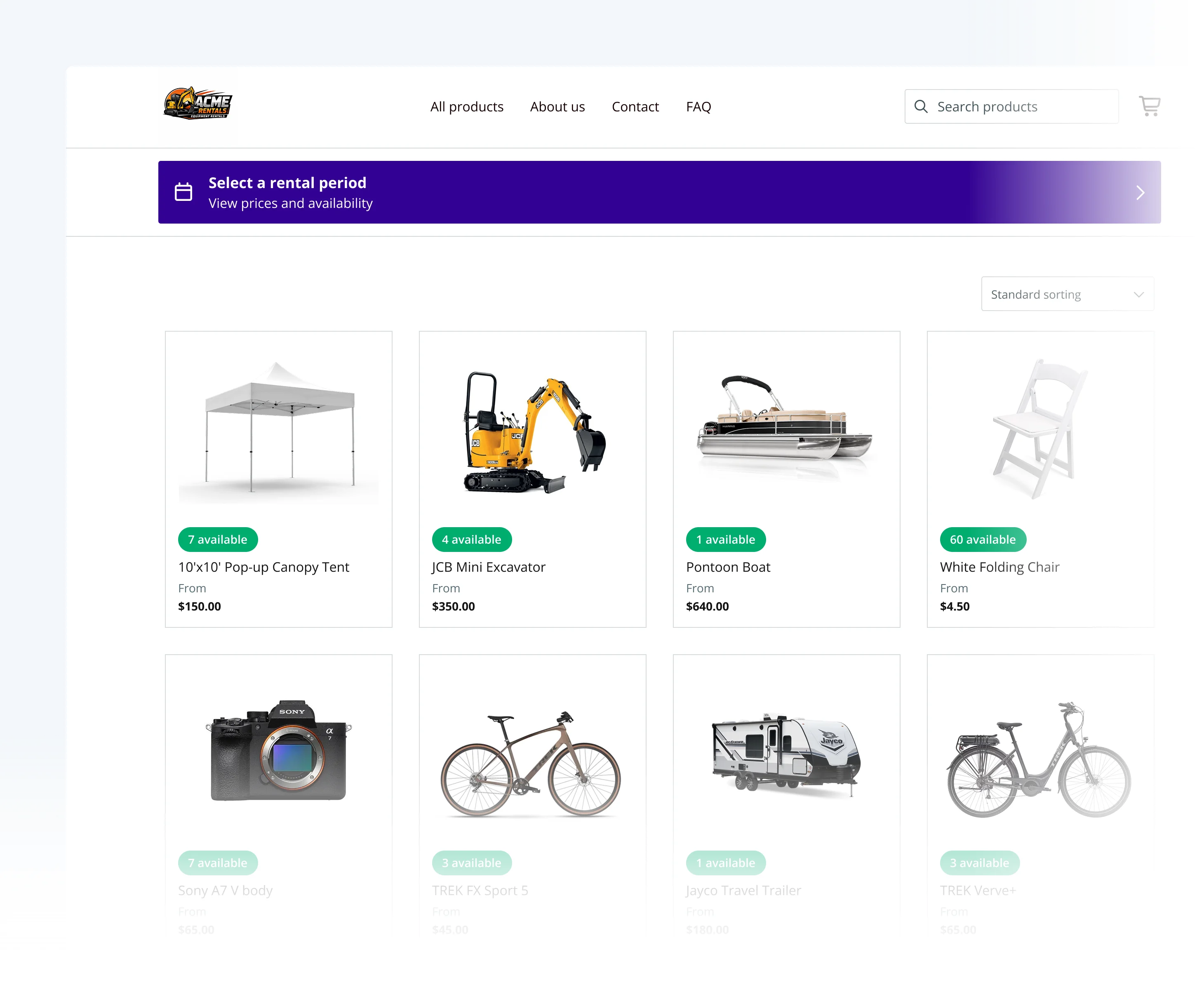 Booqable rental booking experience on a WooCommerce website