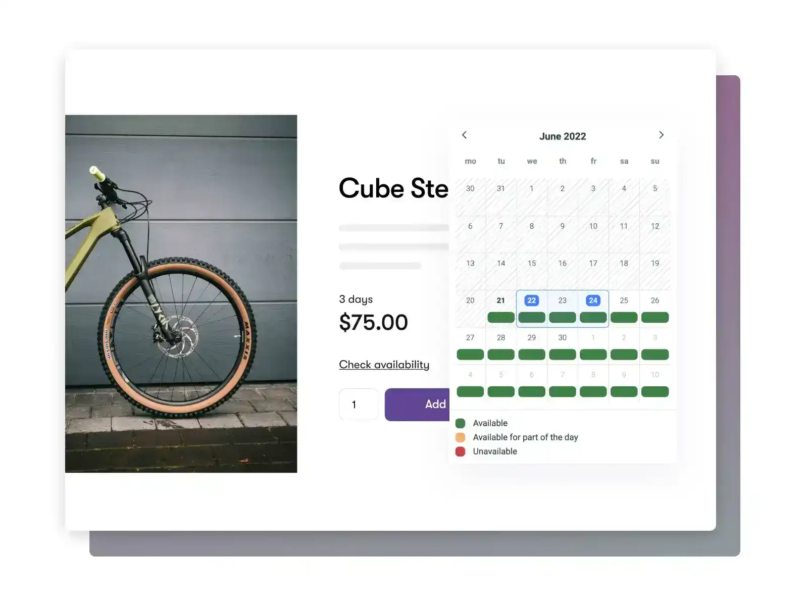Booqable add-to-cart button