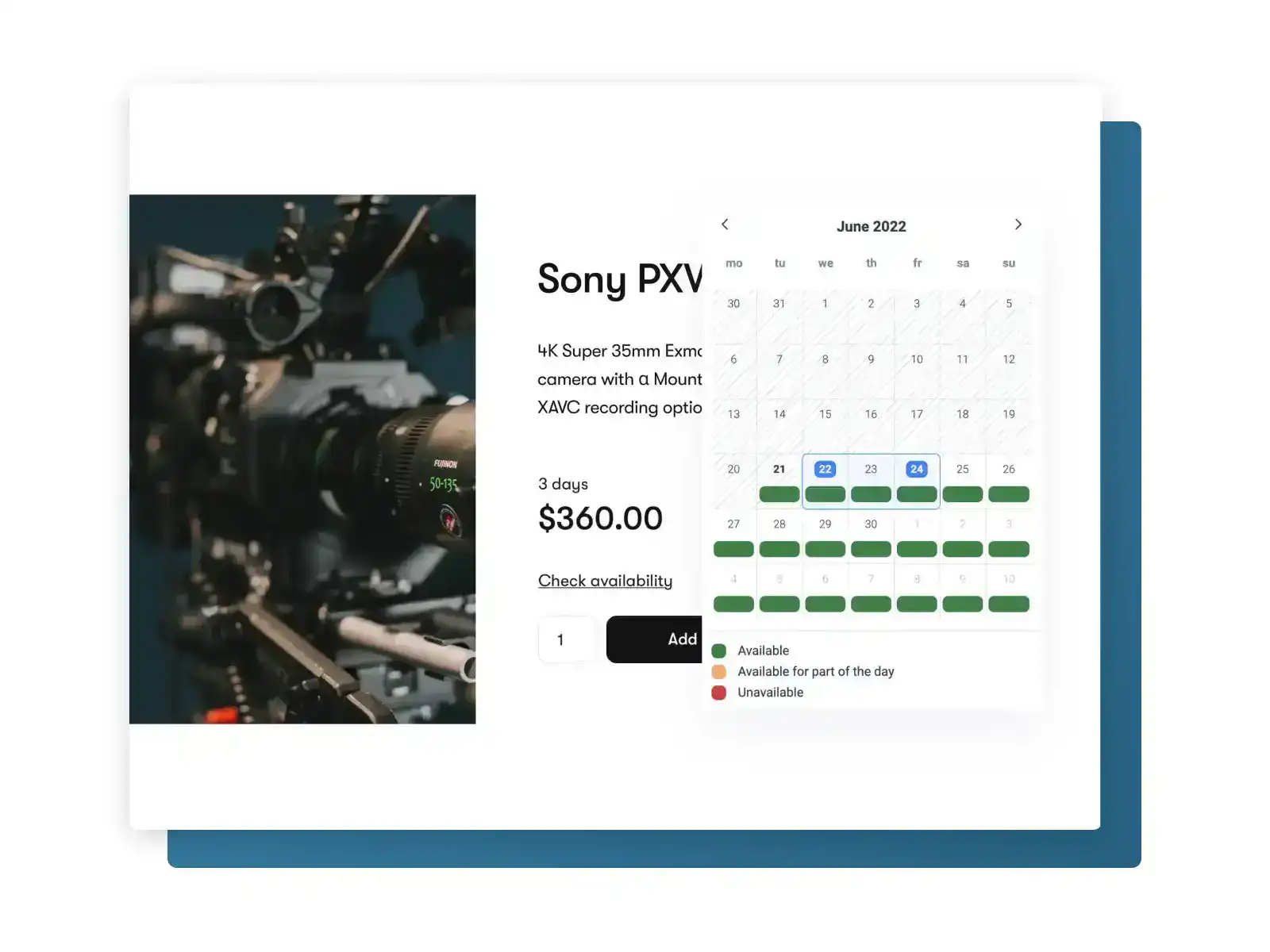 Embedded rental product on WordPress