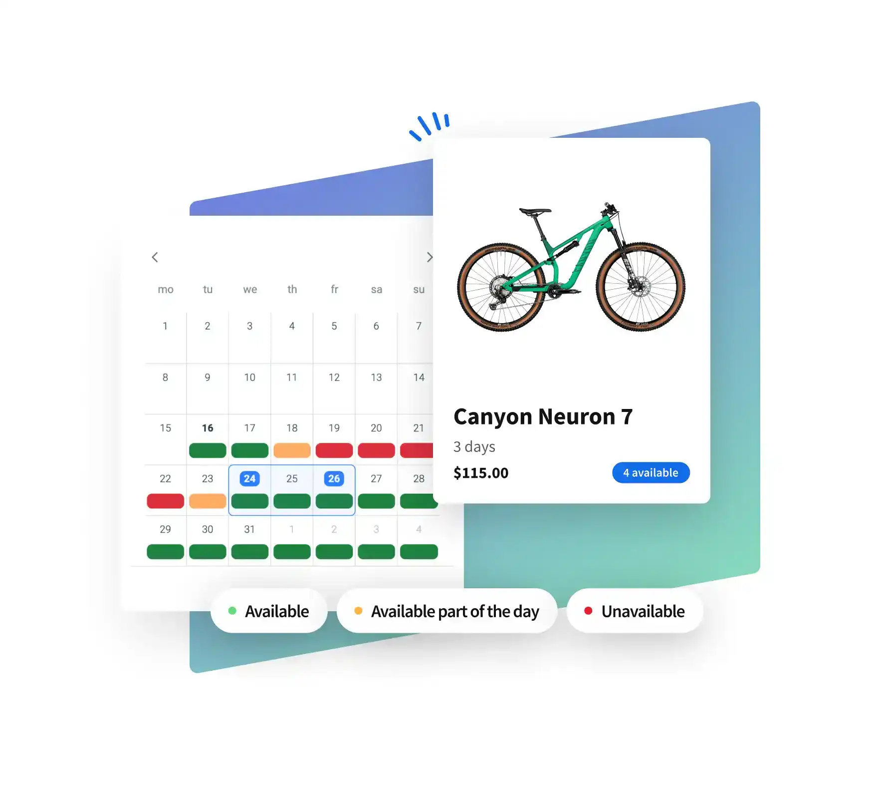Booking calendar on rental website