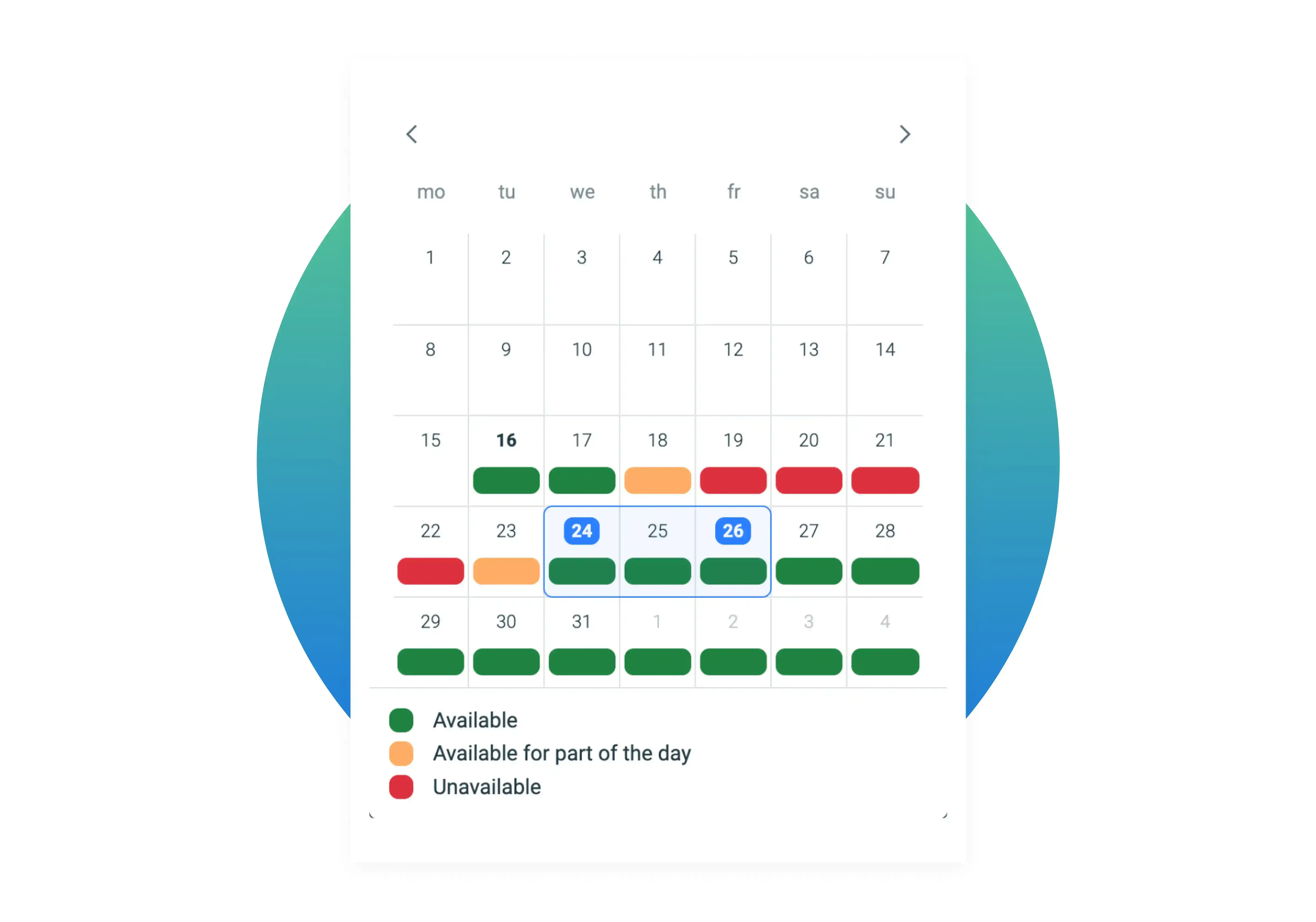 Booking calendar availability