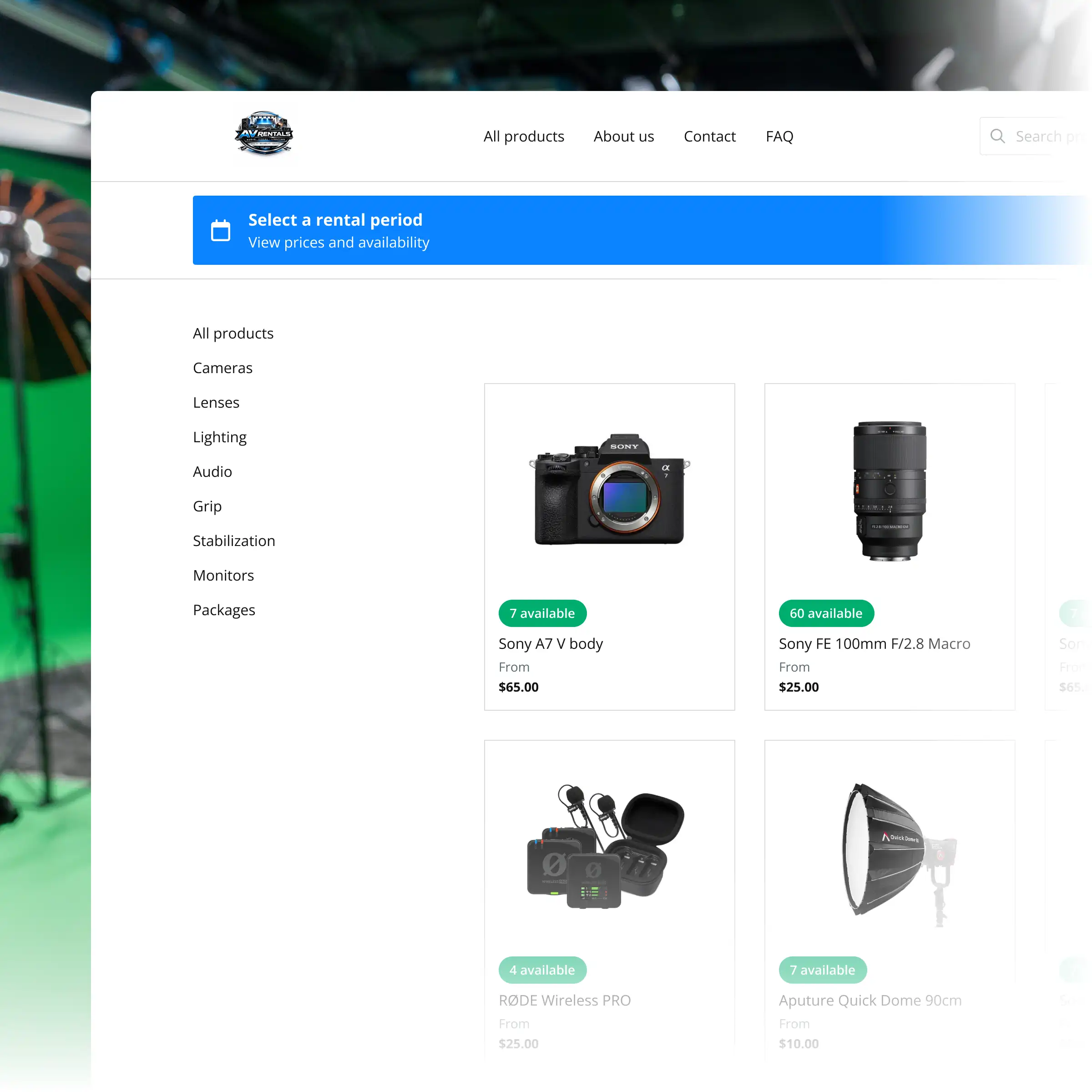 Booqable's AV rental software showing rental workflow features
