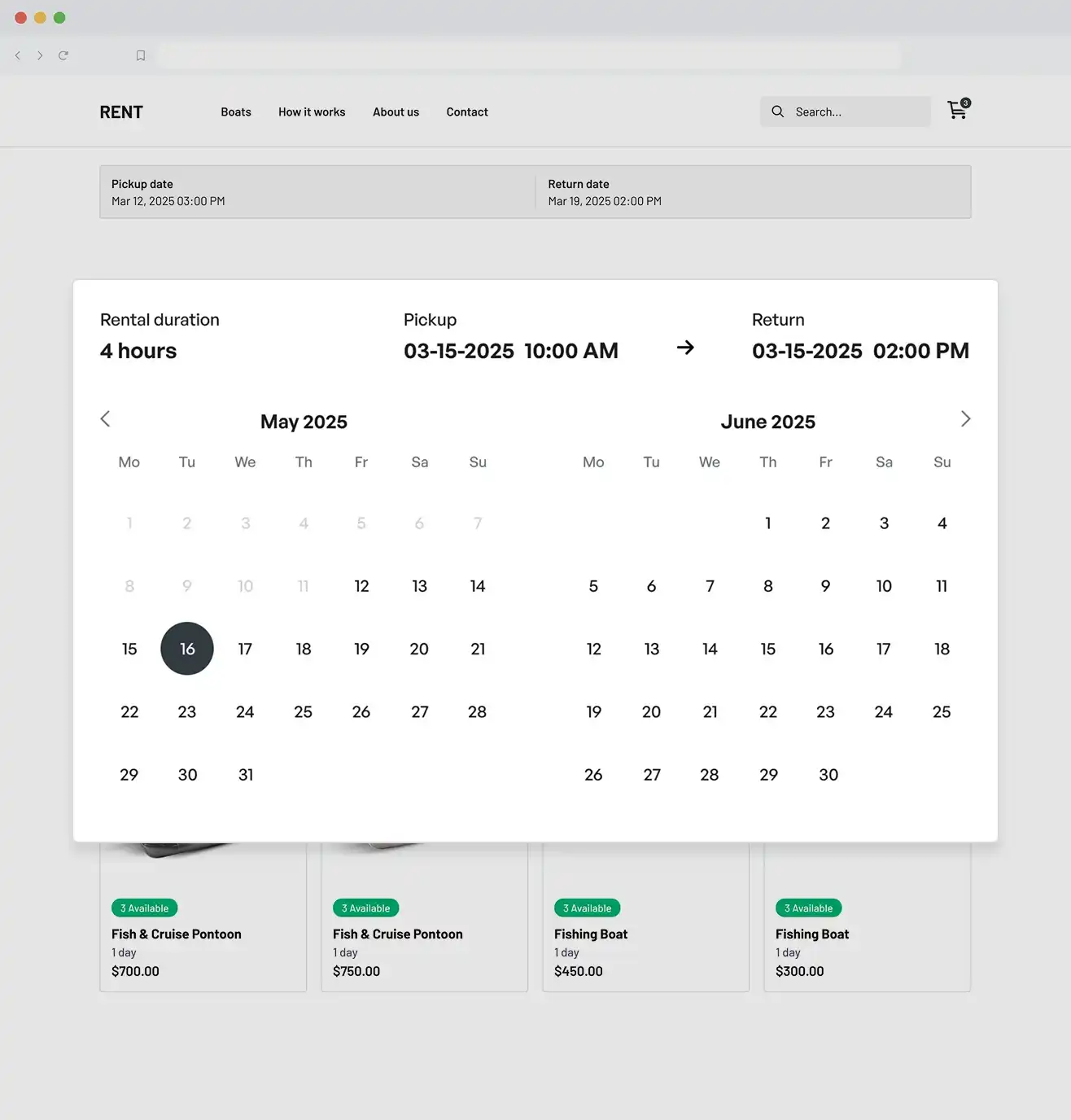 Flexible rental periods