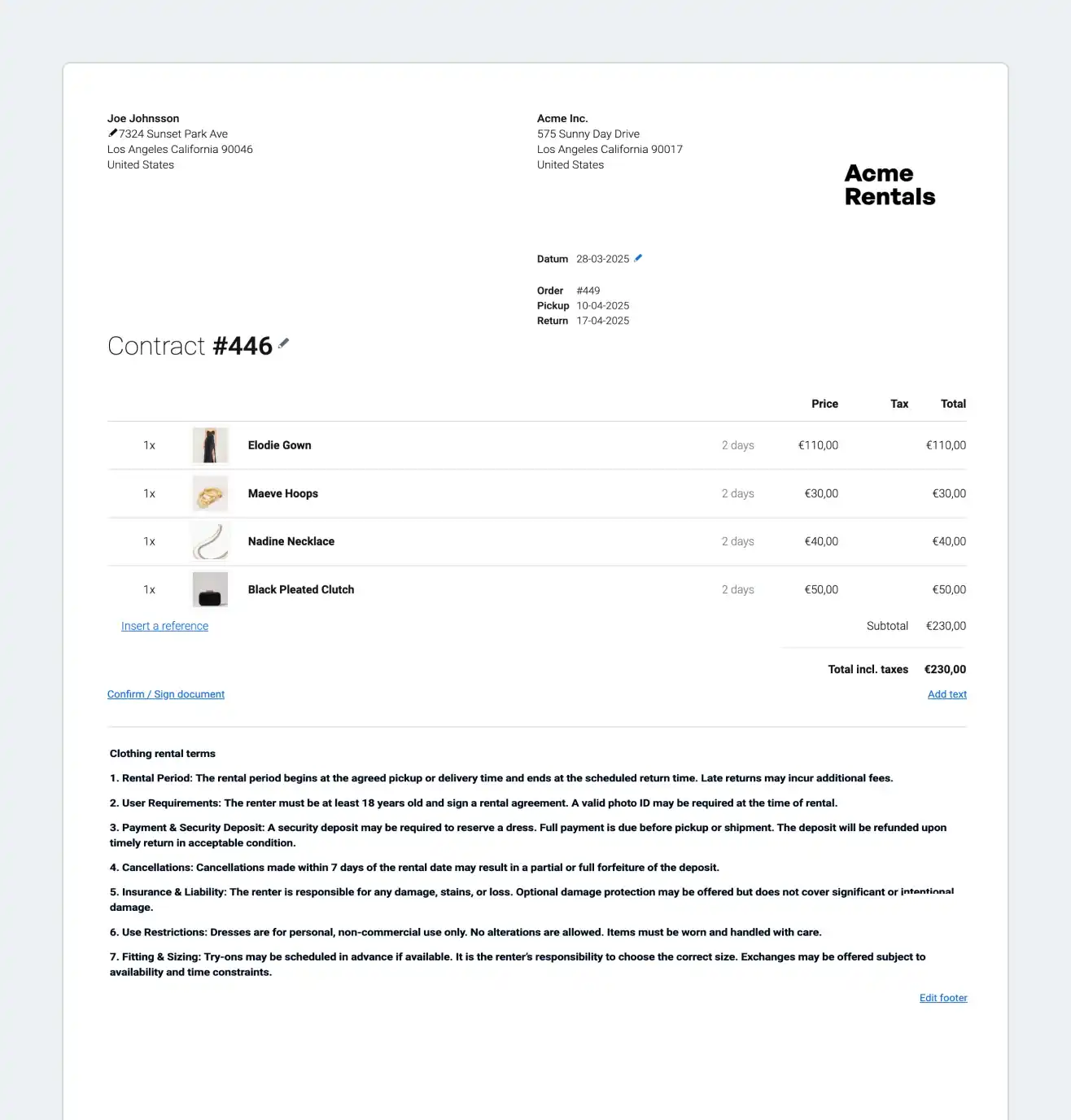 Verzichtsformulare & E-Signaturen