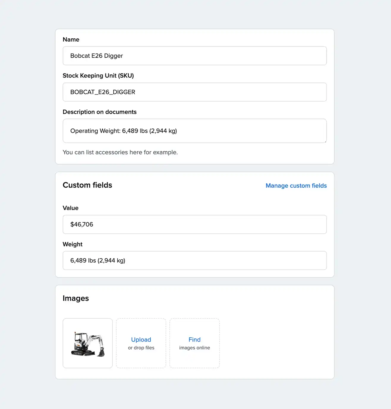 Champs de produits personnalisés