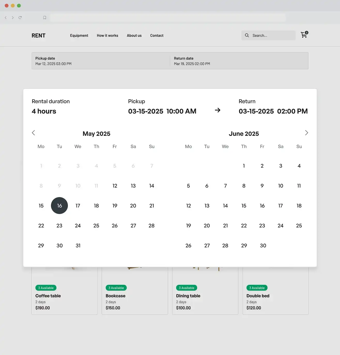 Aangepaste huurperioden