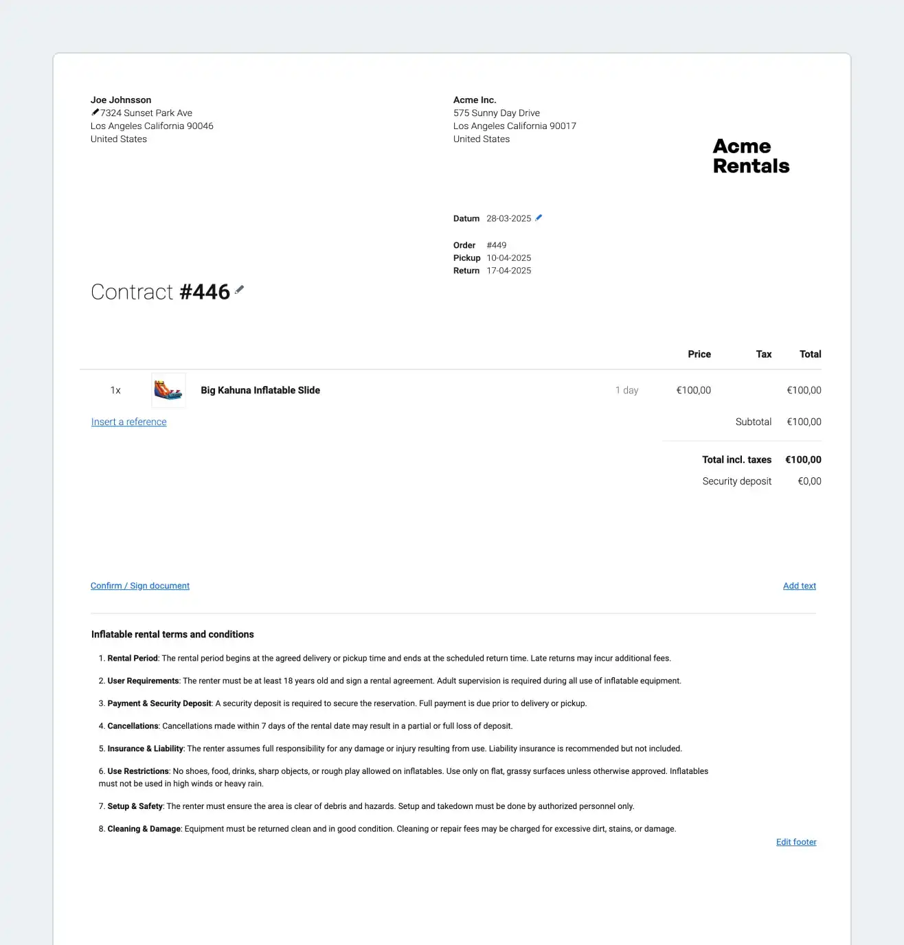 Waiver forms & e-signatures