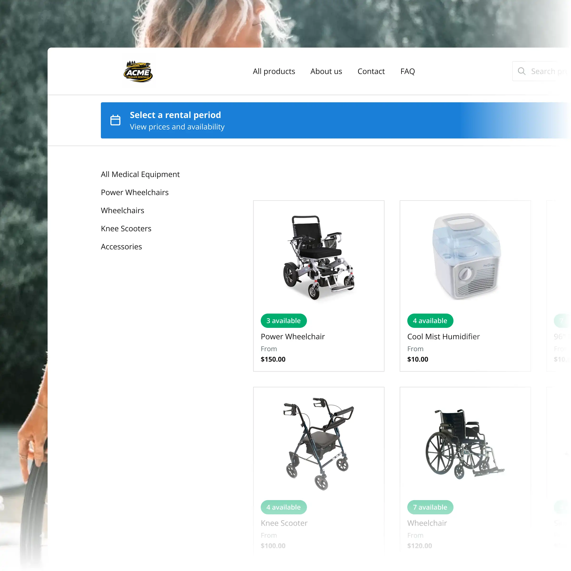 Booqable's medical equipment rental software showing rental workflow features