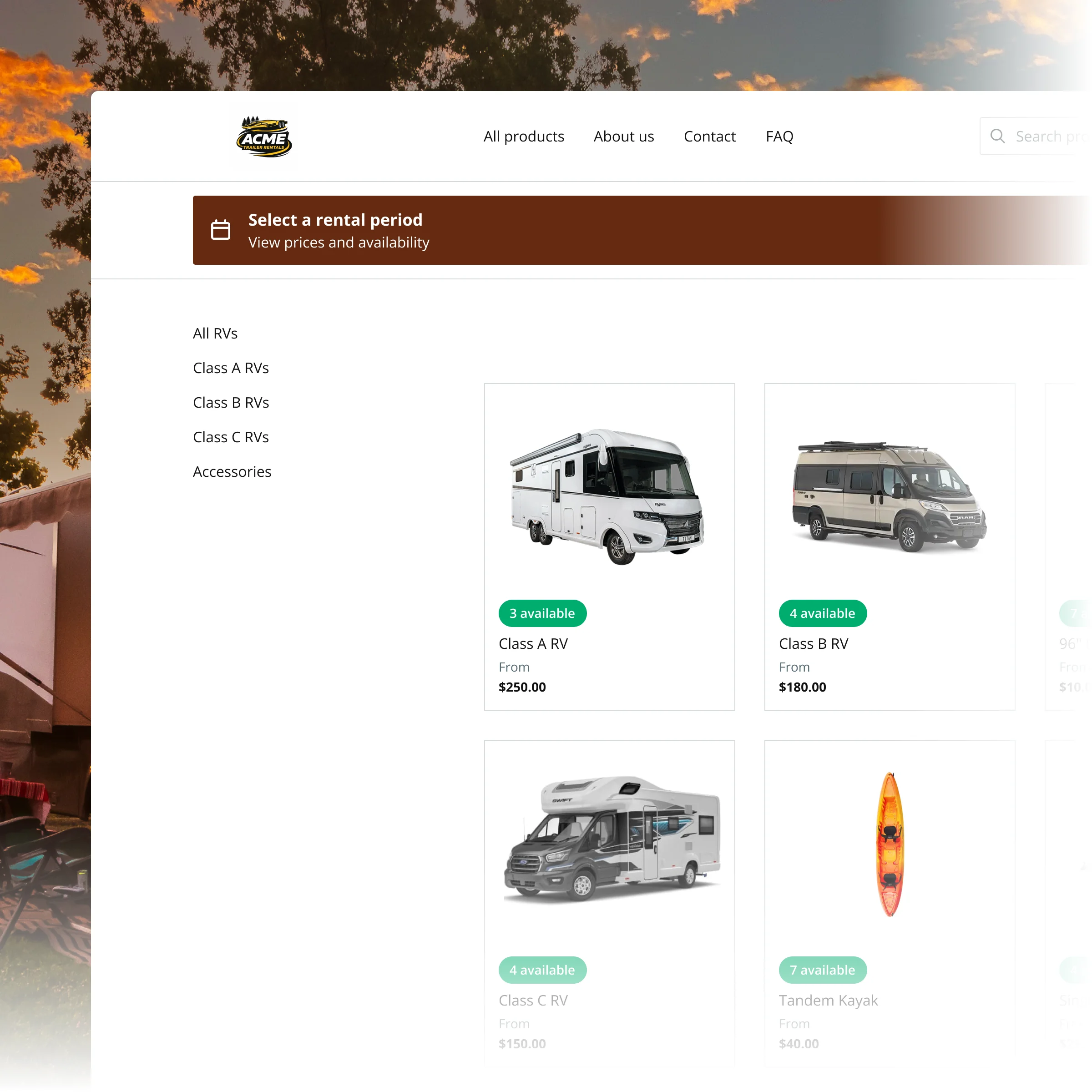 Booqable's RV rental software showing rental workflow features