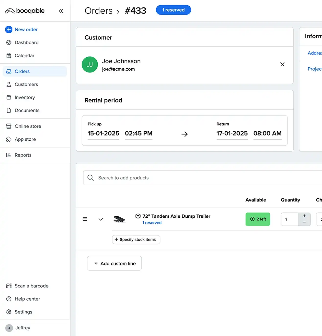 Instant order adjustments