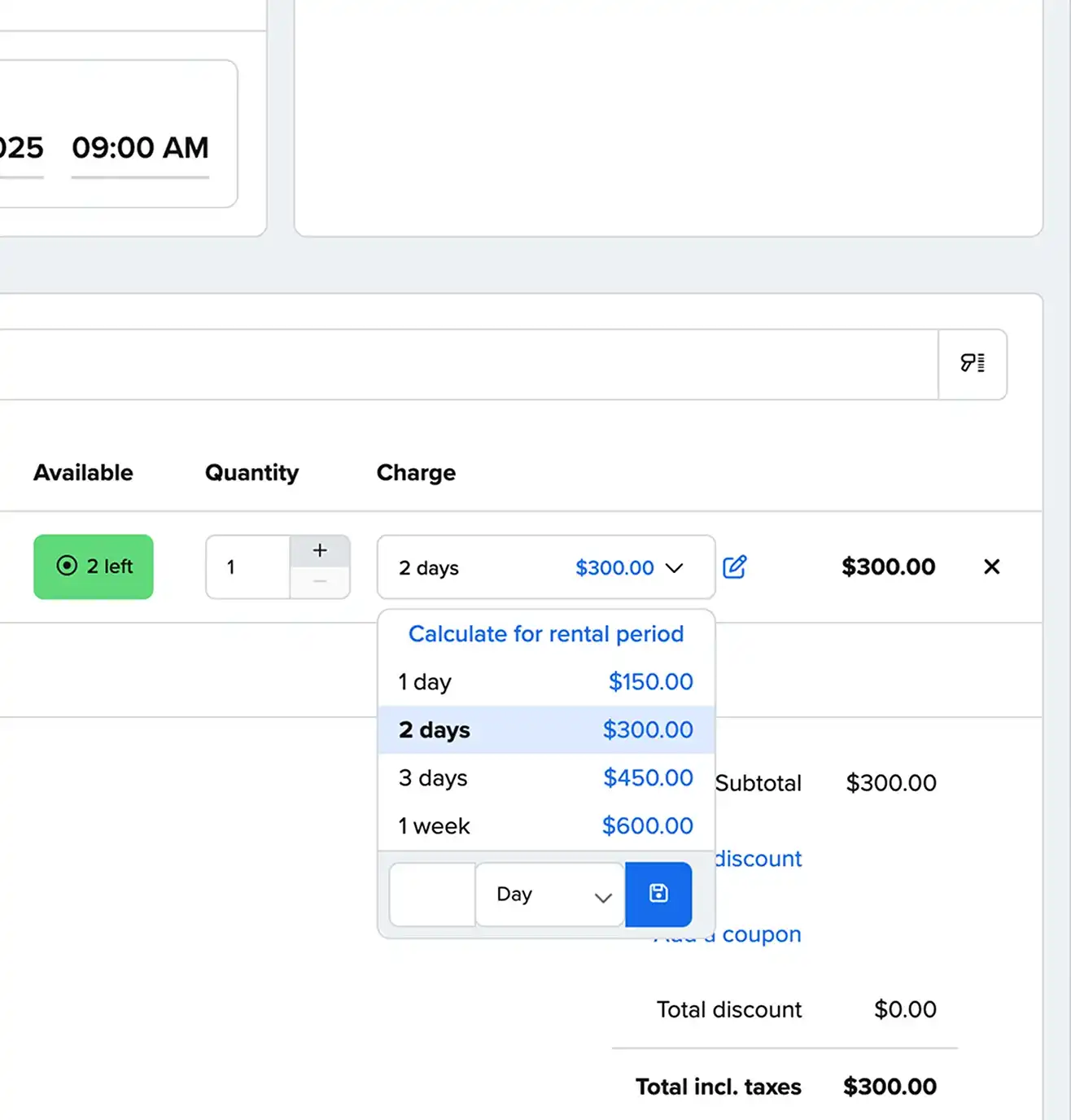 Daily, weekly, and monthly pricing