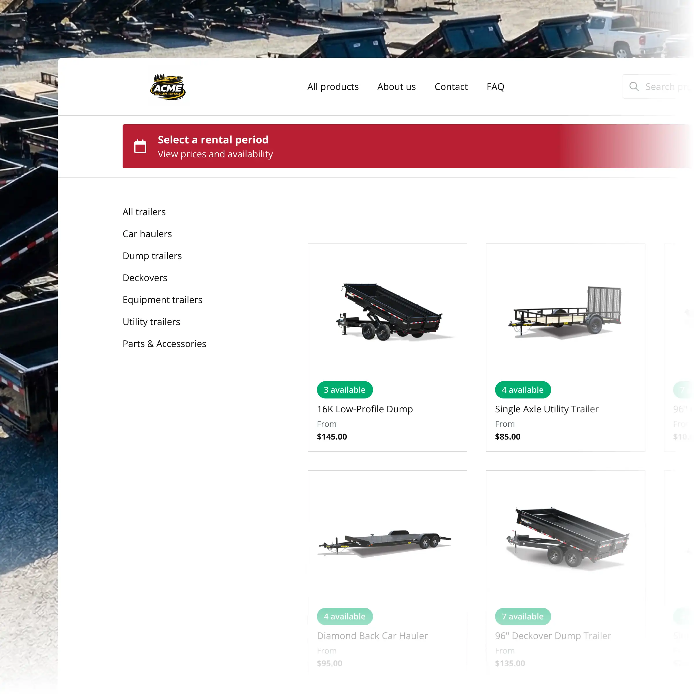 Booqable's trailer rental software showing rental workflow features