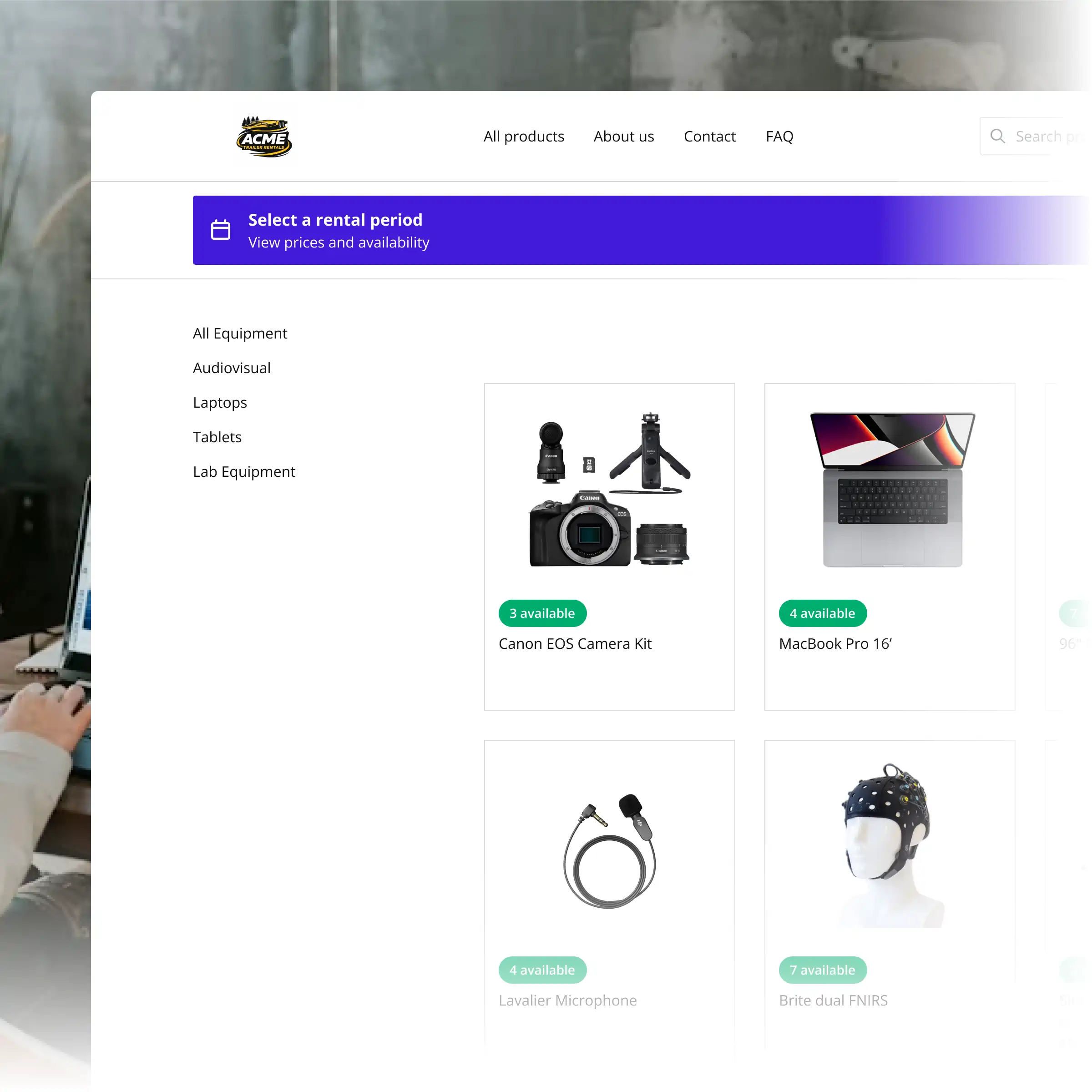 Booqable's university rental software showing rental workflow features
