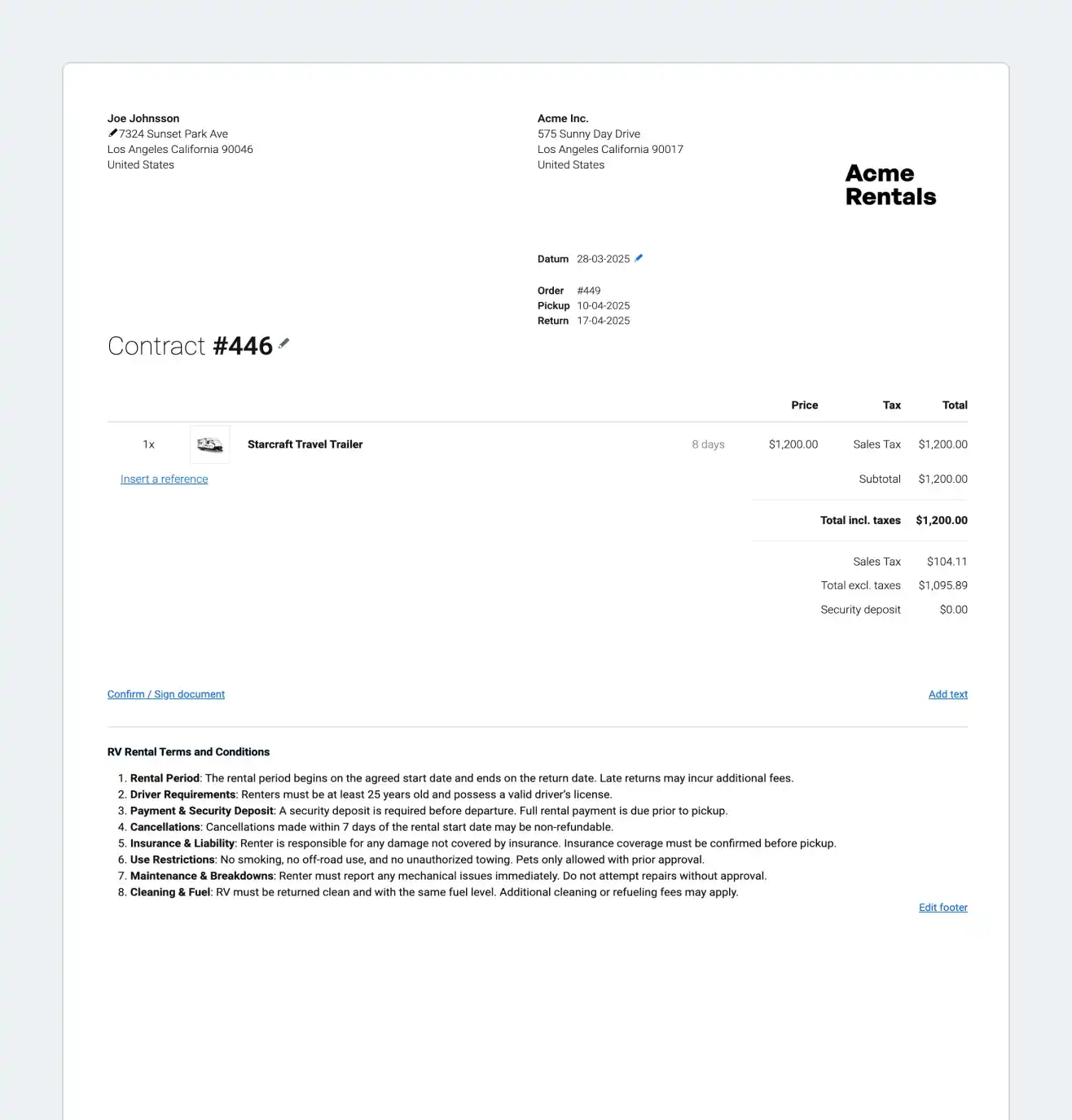 Automatic documents & emails