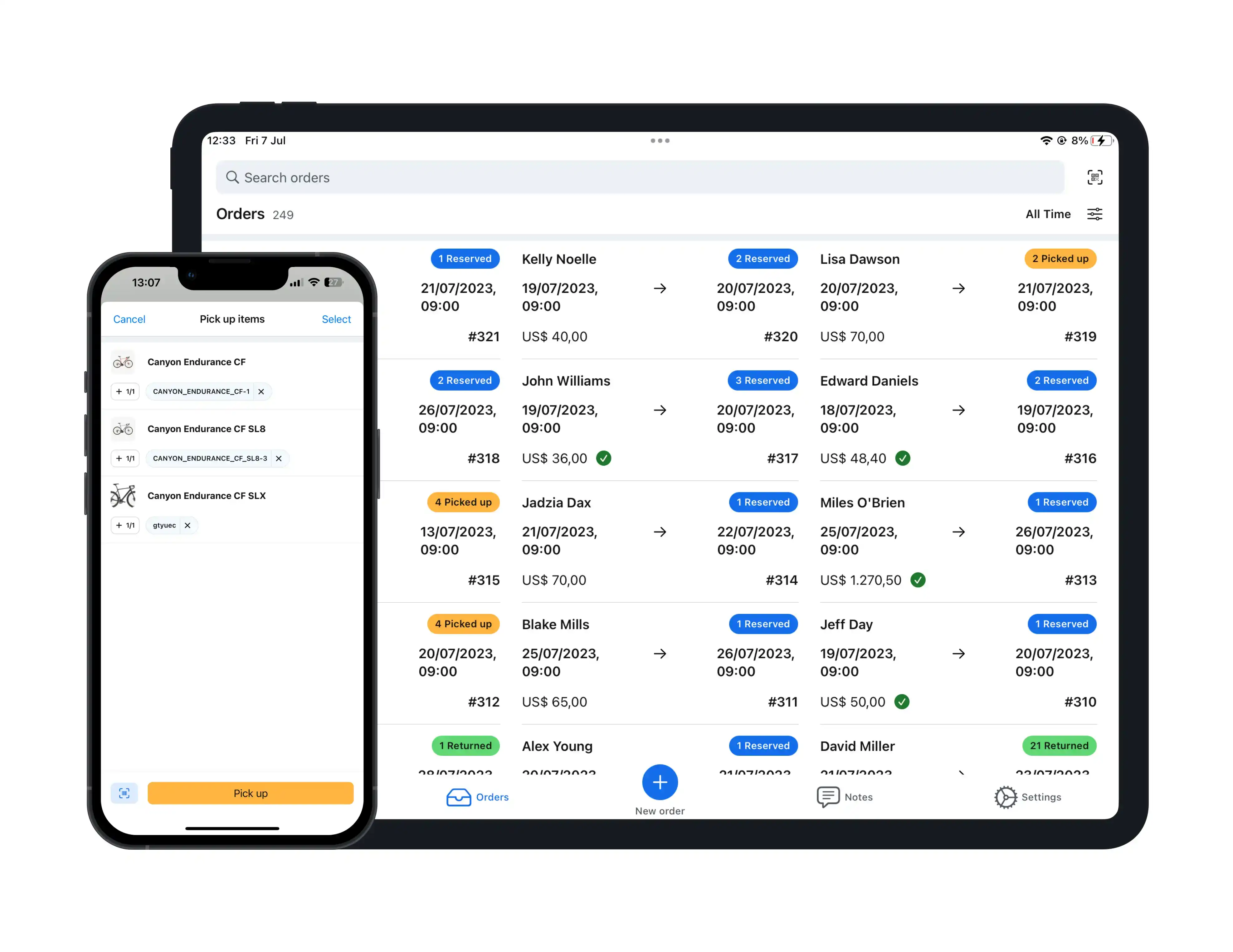 Booking system checkout and website