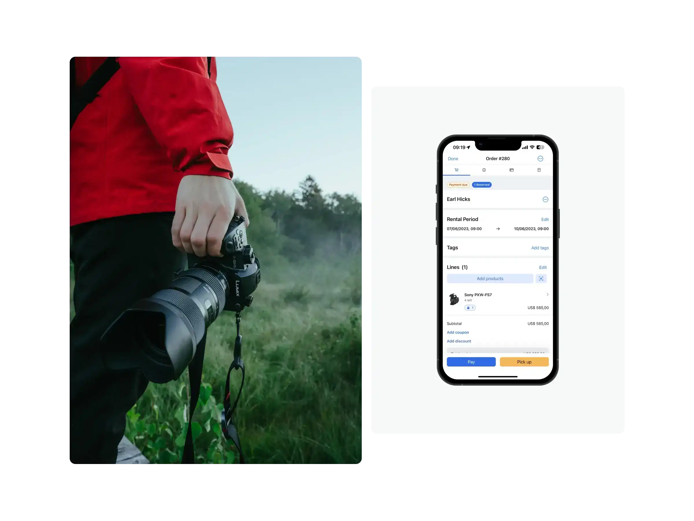 Booqable app order details