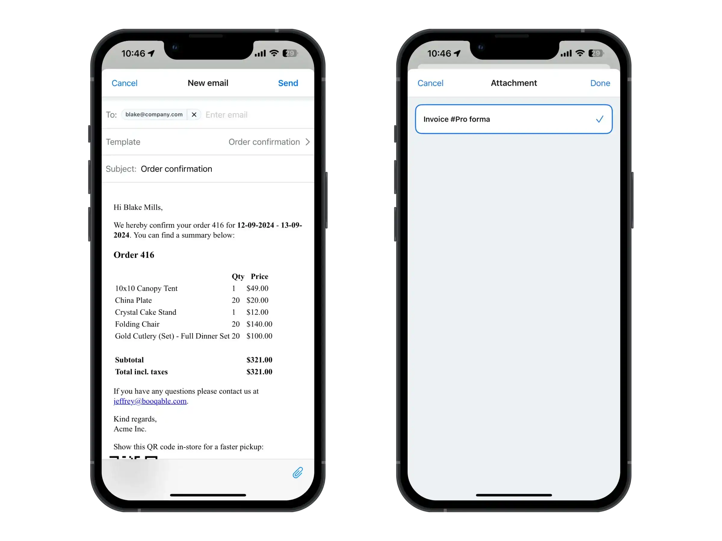 Booqable app order details