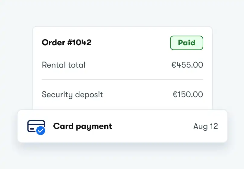 Order with a paid status and a card payment in Booqable