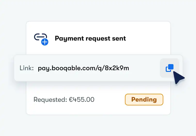 Payment request with a payment link sent from Booqable