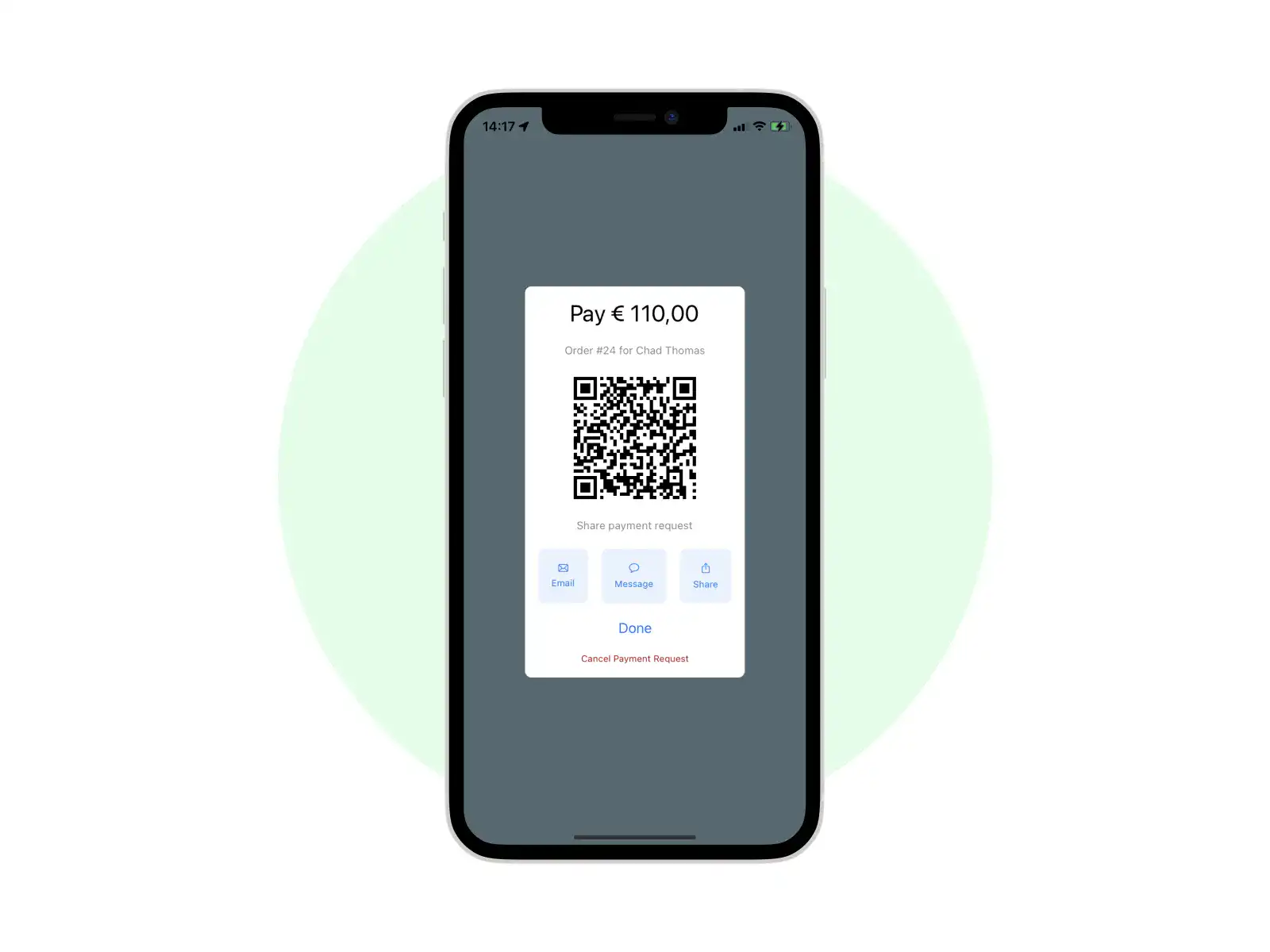 Image of a successful credit card charge