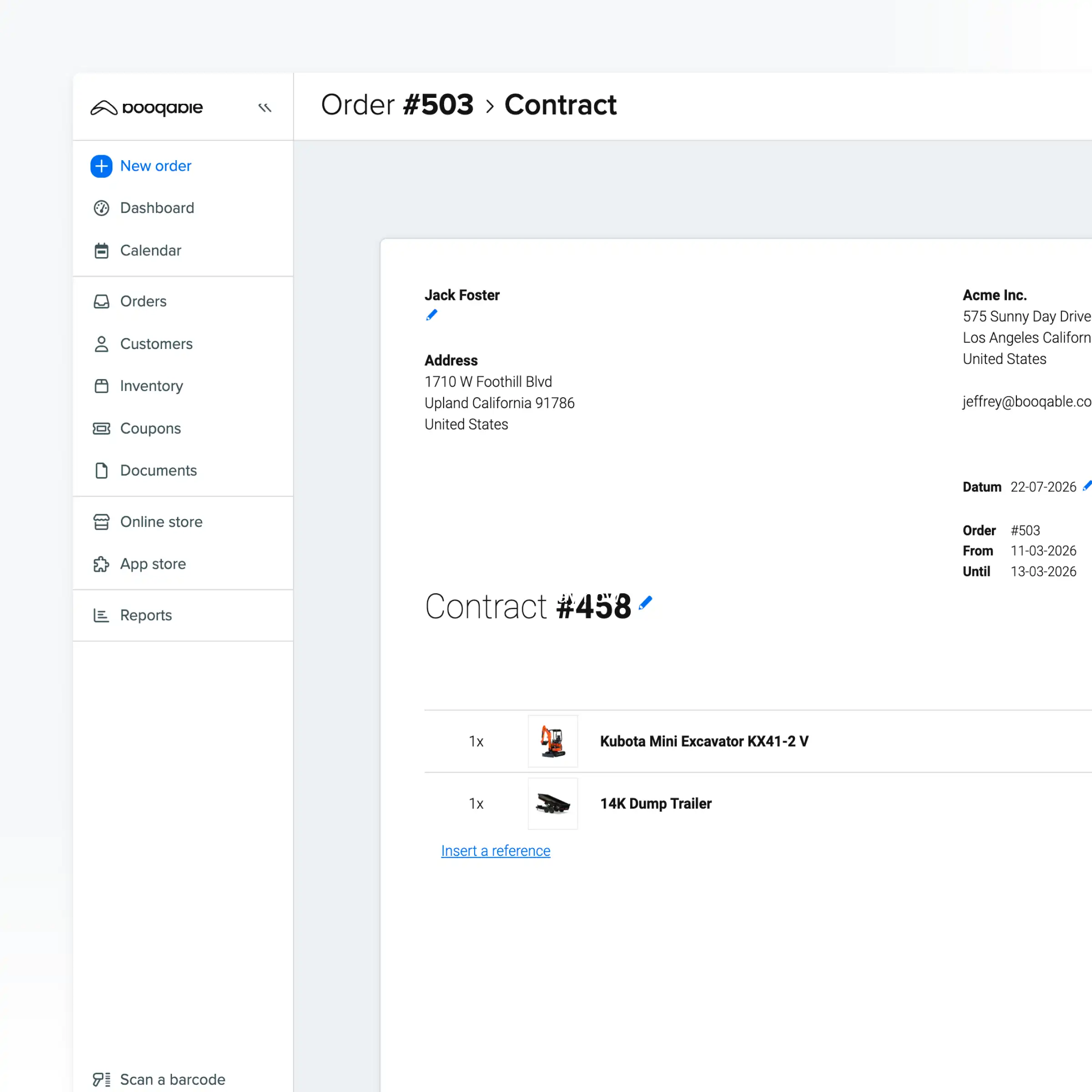 Contract creation screenshot