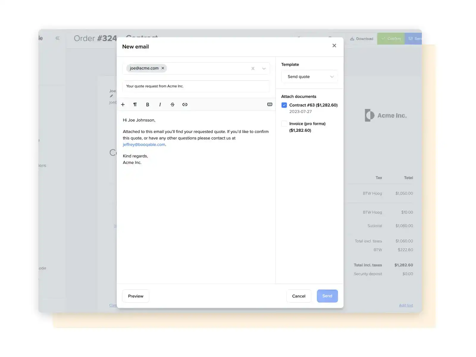 Contract attachment screenshot