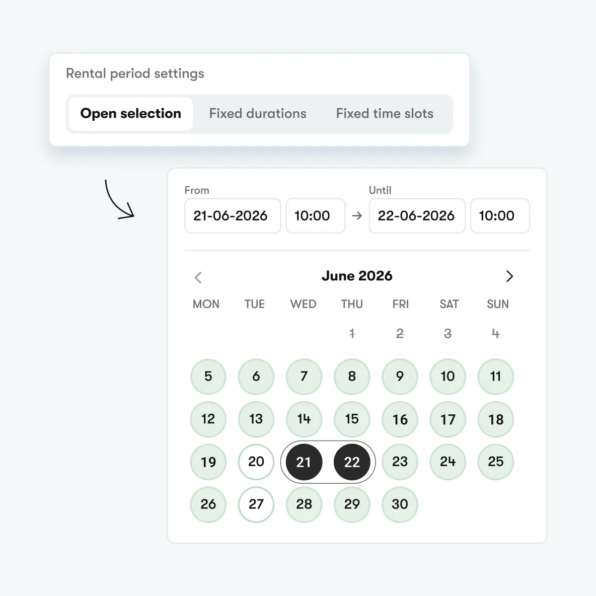 Setting up rental periods and time slots in Booqable