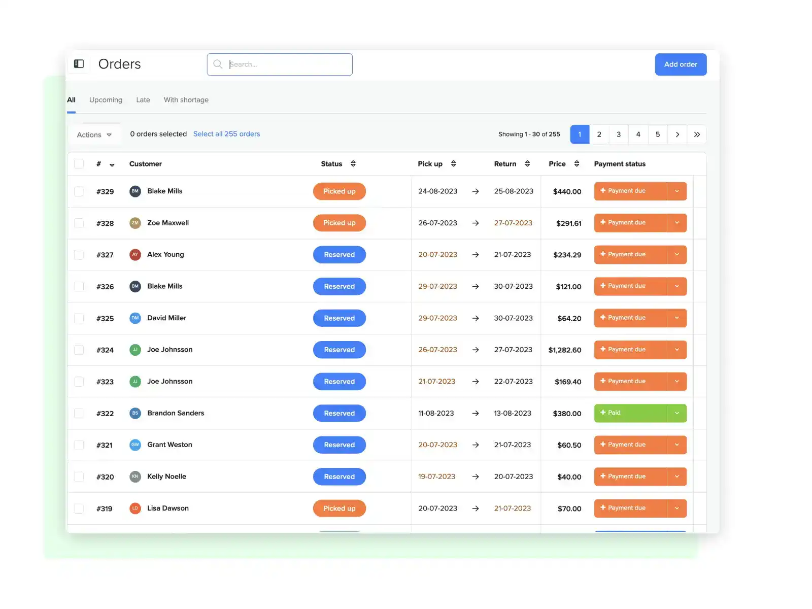 Booking system checkout and website