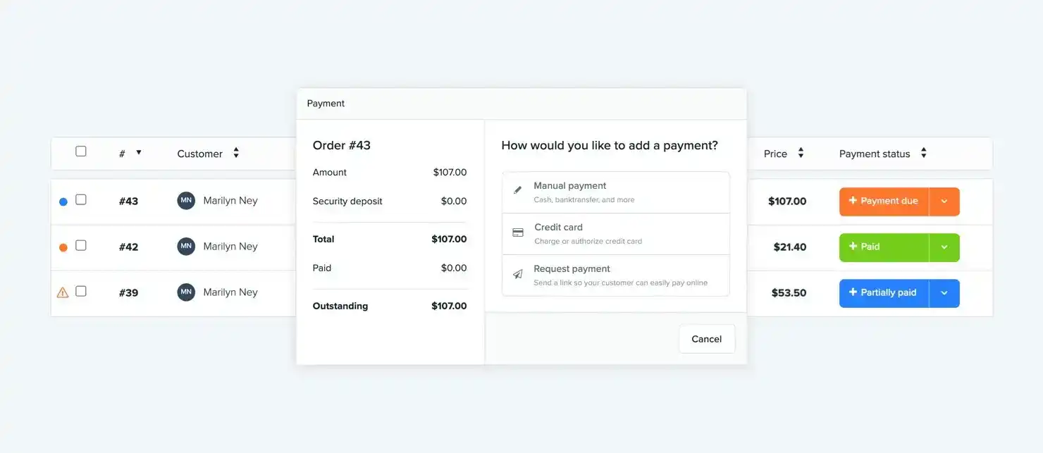 Order payment statuses