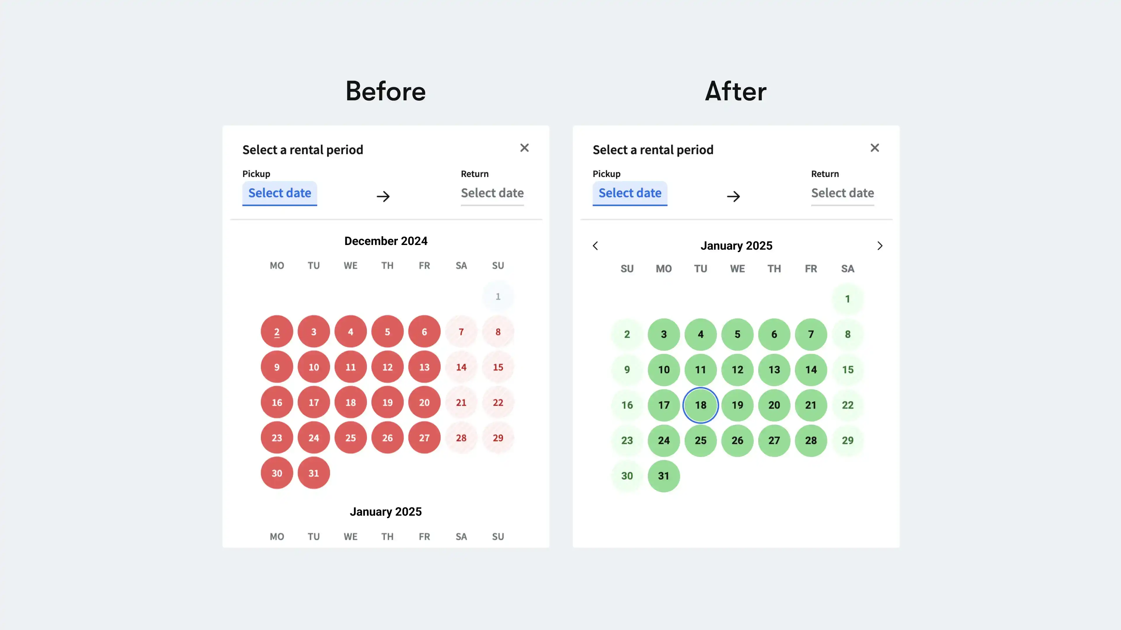Week 49 2024: Improved mobile date picker navigation