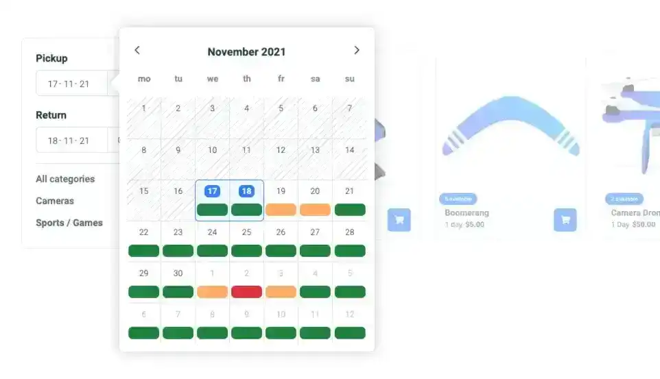 See shopping cart availability in the online store