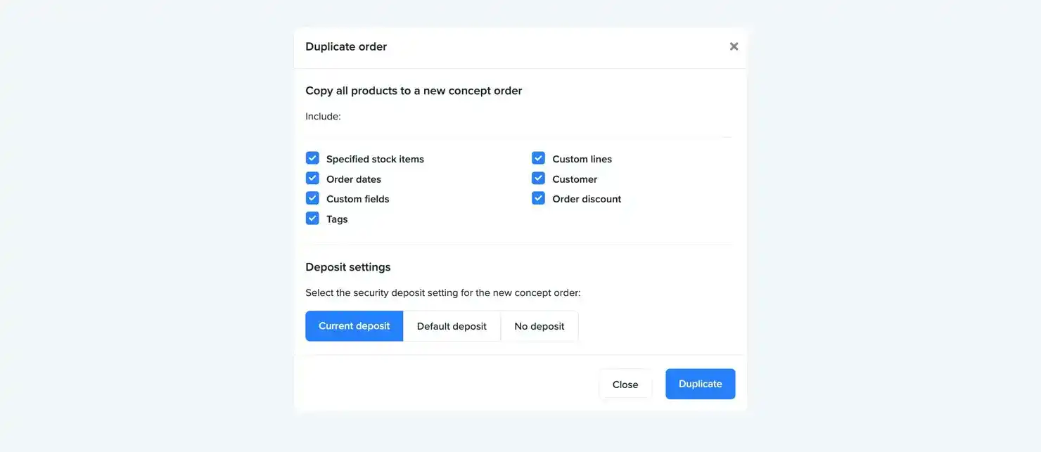 More options for duplicating orders