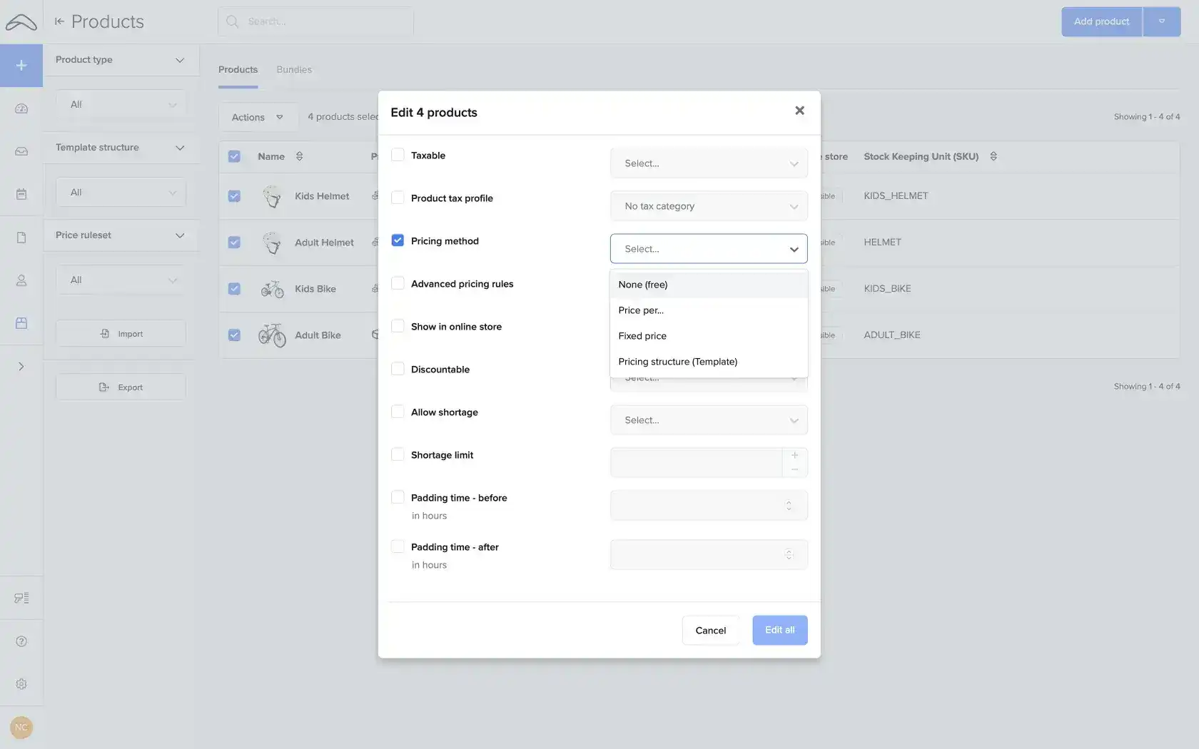 Updates to pricing structures, stock statuses, and product filtering